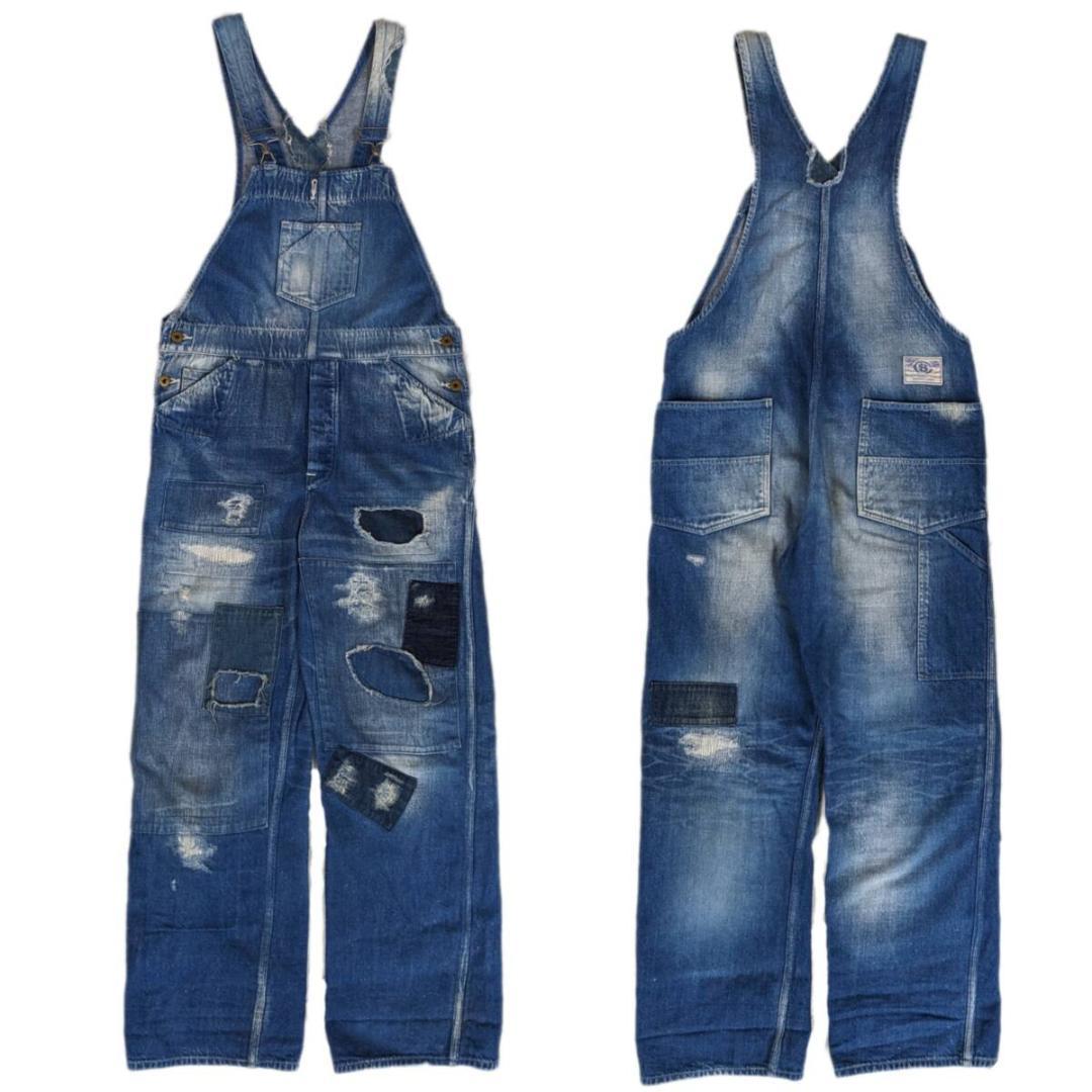 ユニオンサプライ/リペア・ヴィンテージ加工/再構築デニムオーバーオール 裾加工（両面）¥4.400税込 #デニムリペア #ジーンズリペア #デニム修理