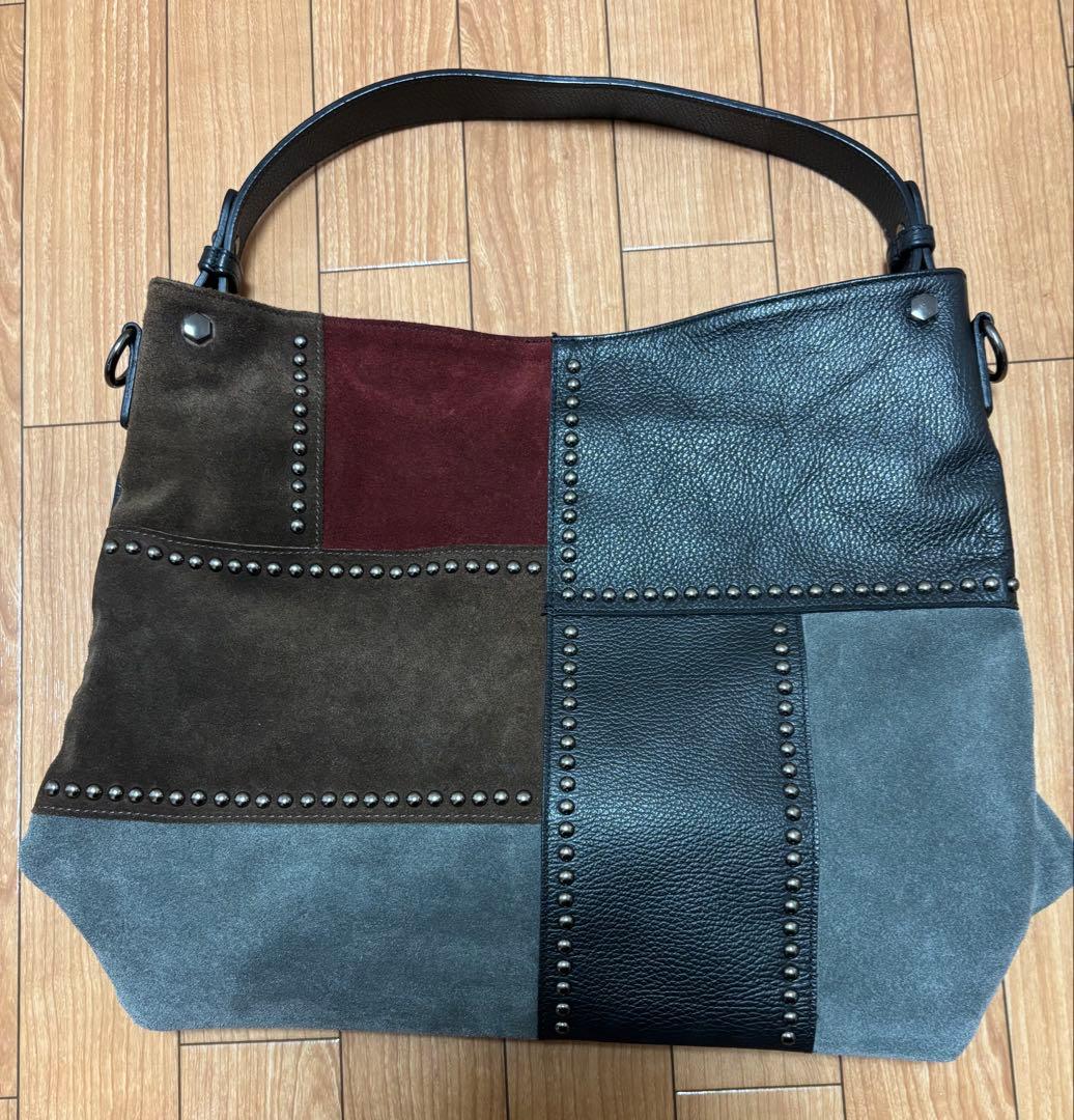 新春セール！！本革パッチワークショルダーバッグ スエード パッチワーク ショルダーバッグ | 本革仕様 - 古着屋