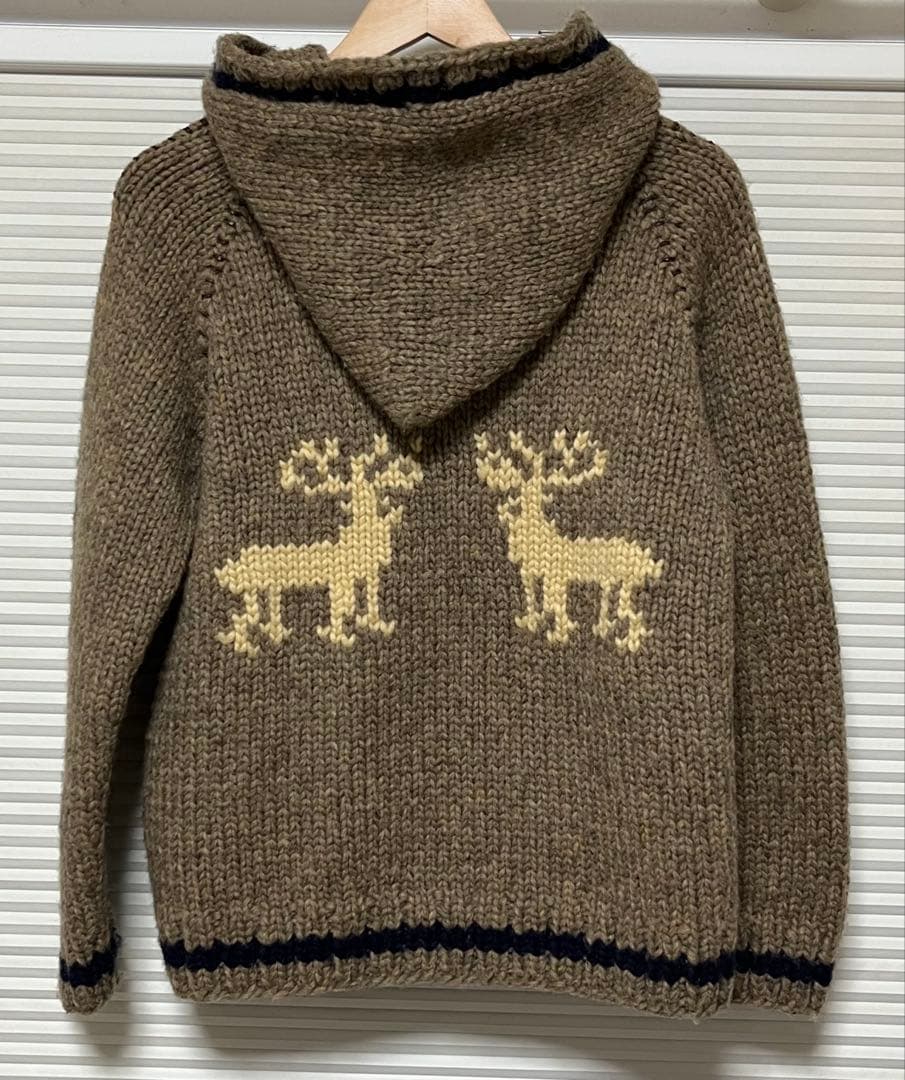カナディアンセーター カウチン トナカイ柄 フーディ ニット 茶 ダブルジップ Canadian Sweater Company Ltd. カナダ製 カナディアンセーター ジップ