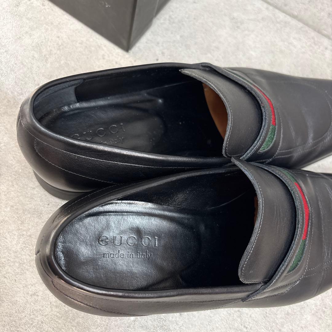 未使用級！GUCCI グッチ シェリーライン スクエアトゥ レザー