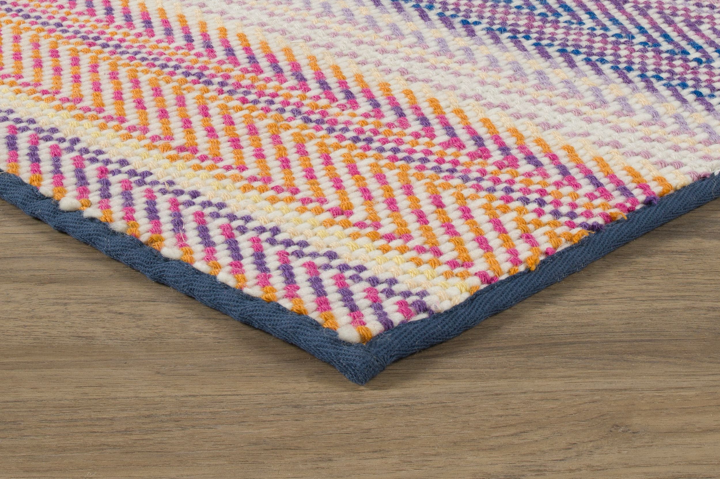 MISSONI Rossi 100% Wool Flatweave Geometric Carpet