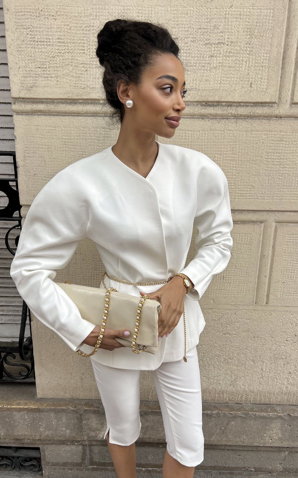 Bodysuit Clasp Blazer - Milky | COOSH