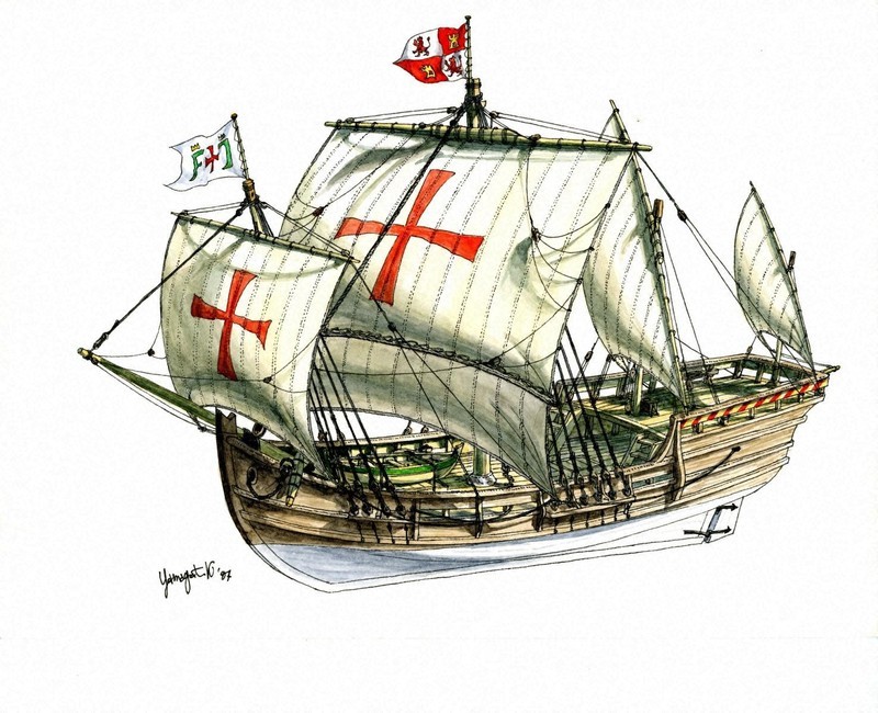 1492年8月3日、コロンブスは3隻の船を率いてスペインを出港: 今日の海の日