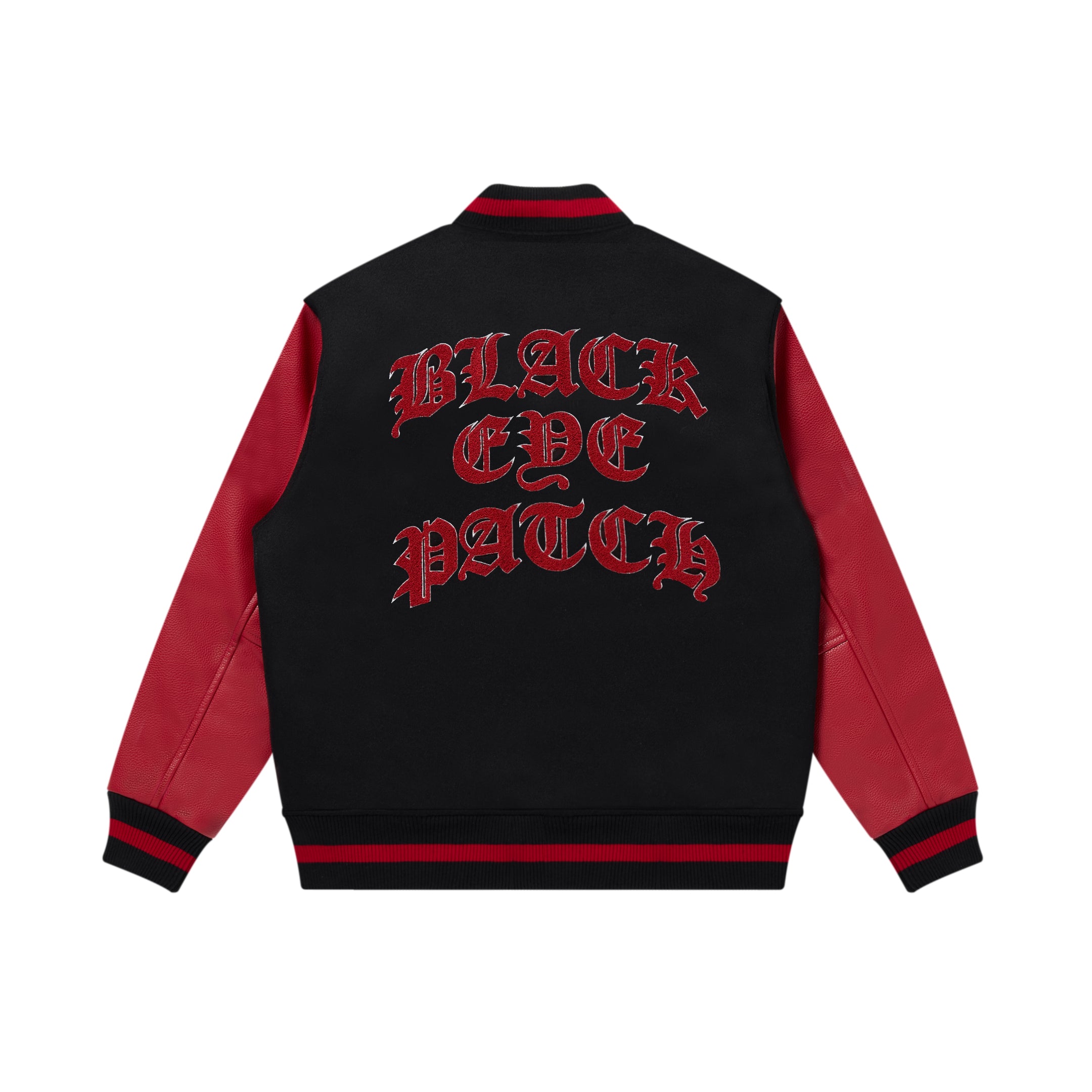 OE BIG B MELTON VARSITY JACKET BLACK/RED – BlackEyePatch