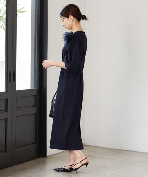 美品⁂エンフォルド⁂ メルトンオーバーパッチワークポケットワンピース