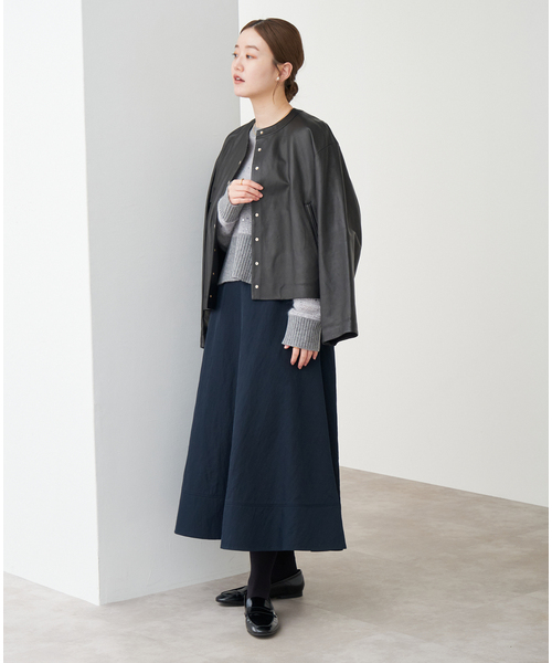 IENA（イエナ）の「シープクルーネックブルゾン（ライダースジャケット