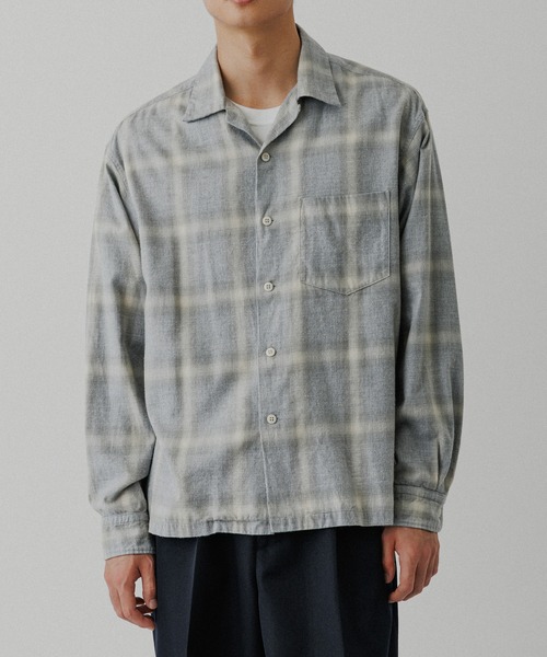 セール】オンブレチェック オープンカラーシャツ（シャツ/ブラウス