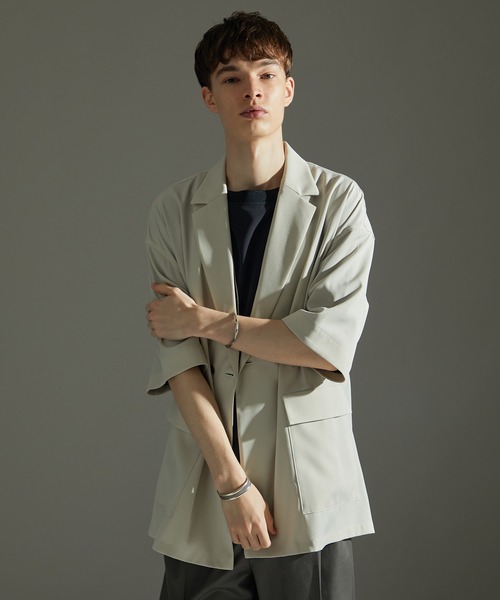 ジャケット テーラードジャケット ハーフスリーブフリンジジャケット