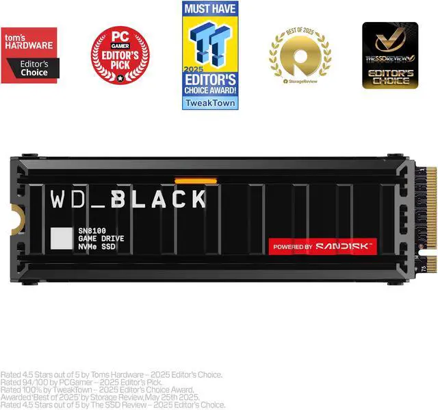 WD_BLACK SN8100 NVMe SSD - 1TB, With Heatsink, M.2 2280 PCI