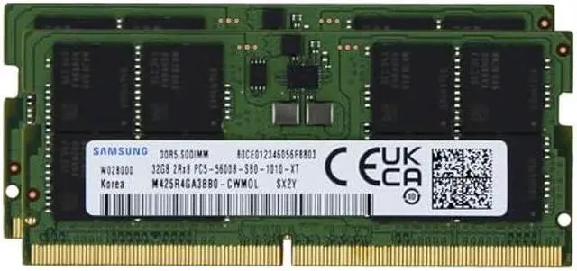 Samsung 64GB (2x32GB) DDR5 5600MHz PC5-44800 SODIMM 2Rx8 CL46 1.1v