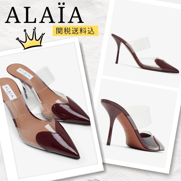 ALAIA｜Coeur パテントカーフスキン製ミュール ダークレッド (ALAIA