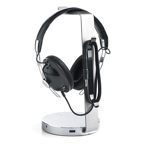 ヘッドホンスタンド（USBポート付き・アルミ・USB3.0ハブ3ポート・3.5