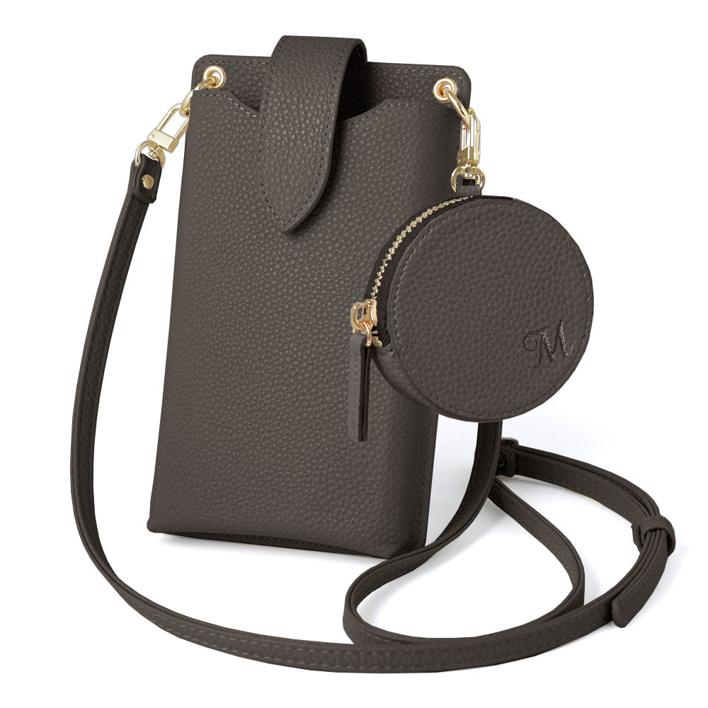 ヴィーガンレザー スマホポーチ&イニシャル付きミニポーチセット