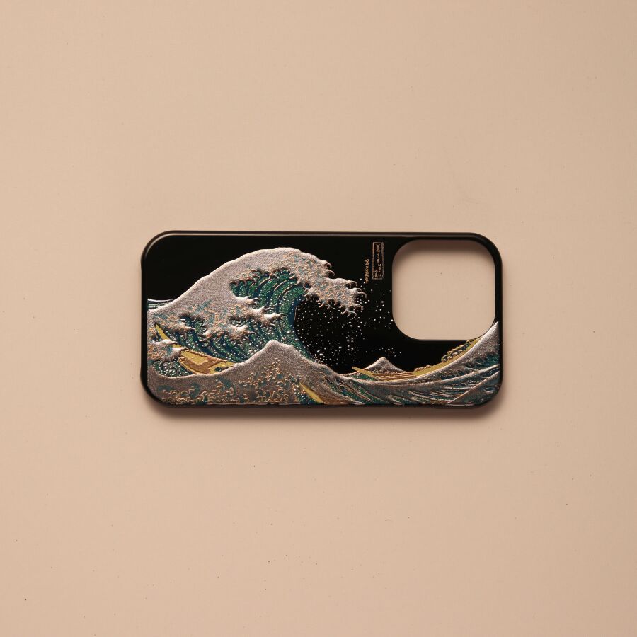 iPhone 16 Pro カバー 高盛り蒔絵 波裏富士 - 蒔絵 iPhone16Proカバー
