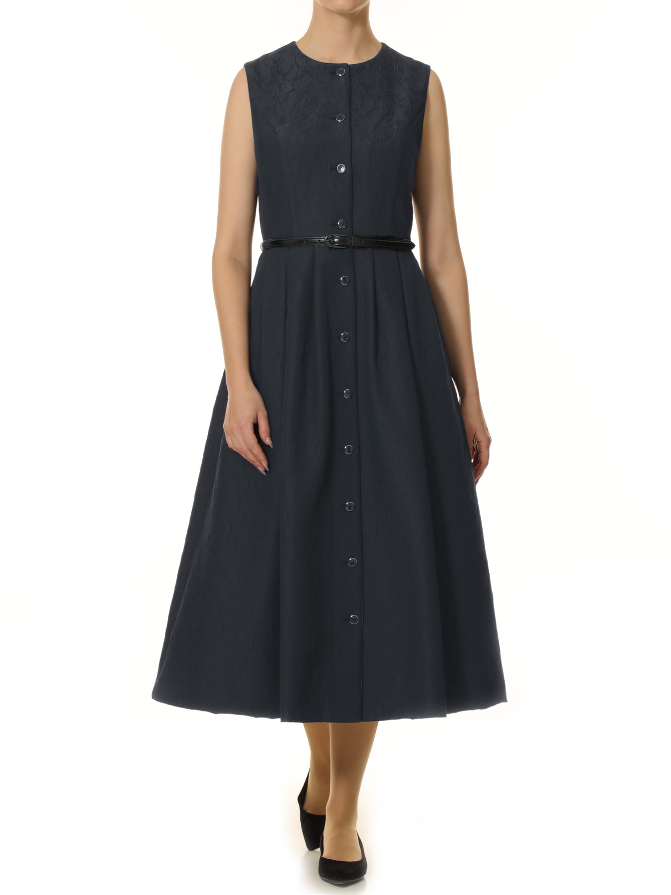 ベルト付ジャガードノースリーブワンピース: M-PREMIER公式通販｜m-i-d